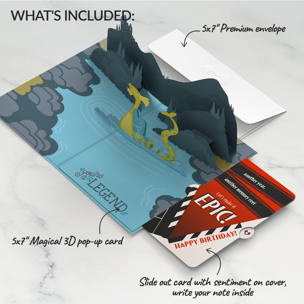Dad You're a Legend Loch Ness Monster Birthday Pop-Up Card and Epic Reel Sentiment Set
