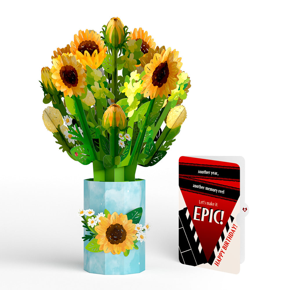 Sunflower Blooms Birthday Bouquet and Epic Reel Sentiment Set