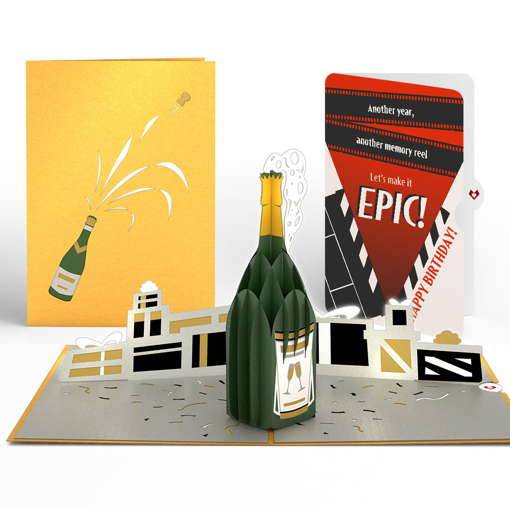 Champagne Celebration Birthday Pop-Up Card and Epic Reel Sentiment Set