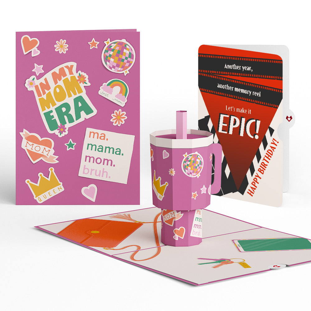 Mom Era Tumbler Birthday Pop-Up Card and Epic Reel Sentiment Set