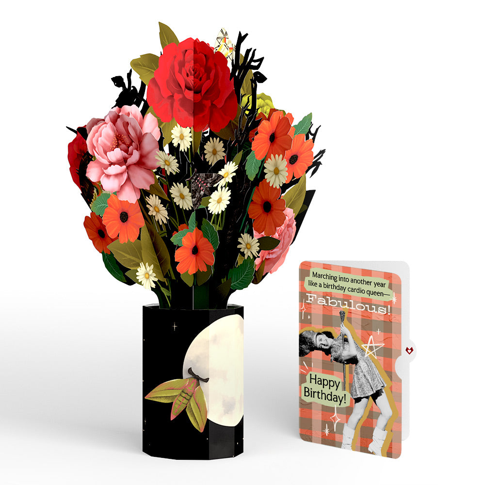 Midnight Florals Birthday Bouquet and Cardio Queen Sentiment Set