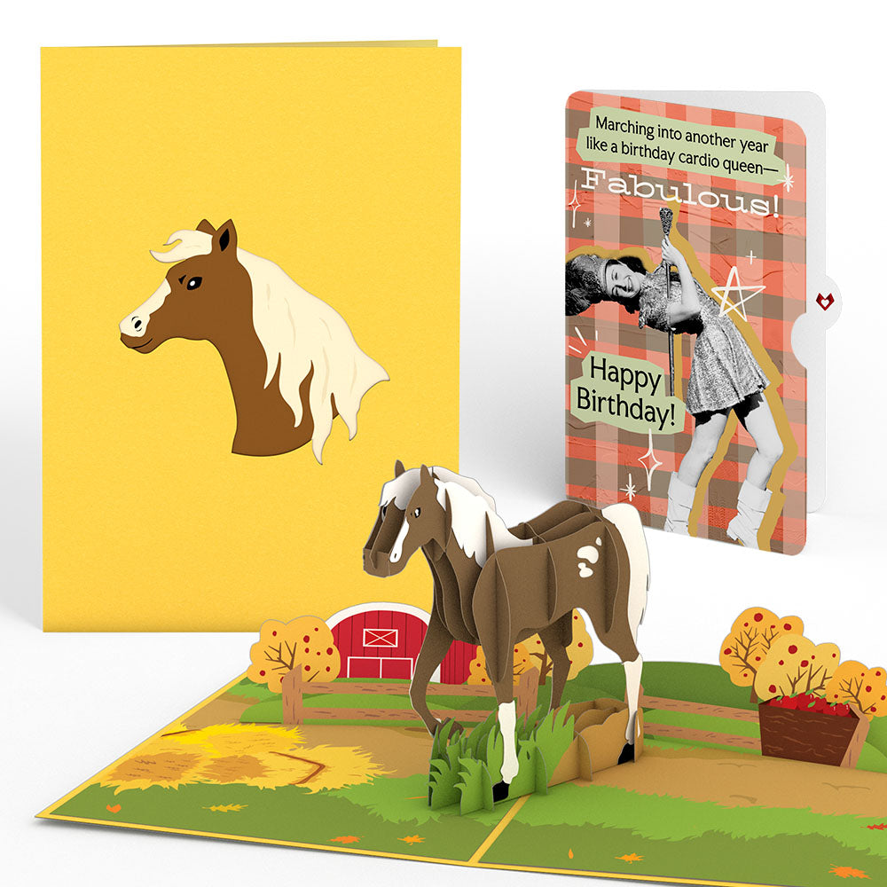 Horse Birthday Pop-Up Card and Cardio Queen Sentiment Set