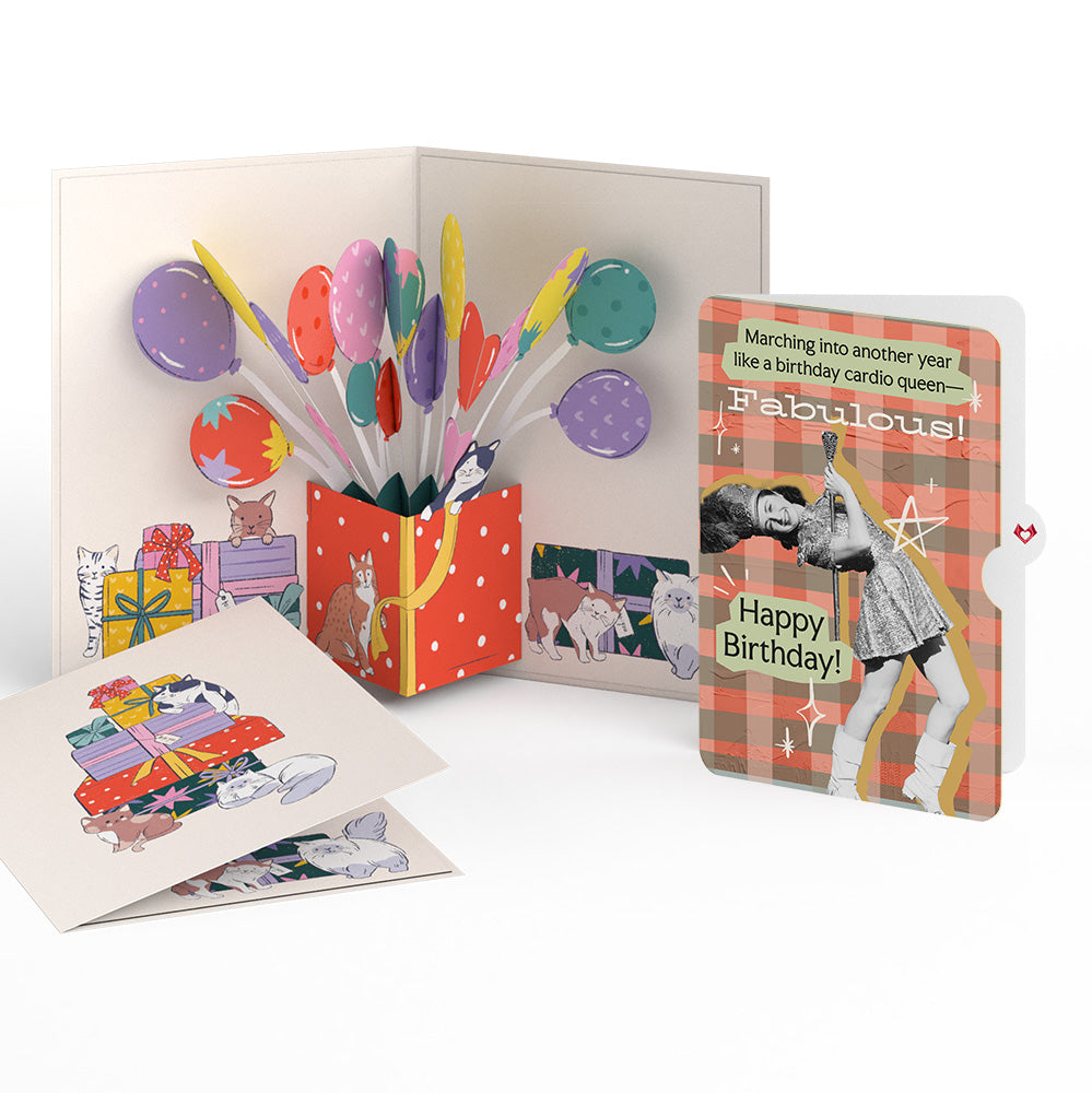 Curious Cats Birthday Pop-Up Card and Cardio Queen Sentiment Set