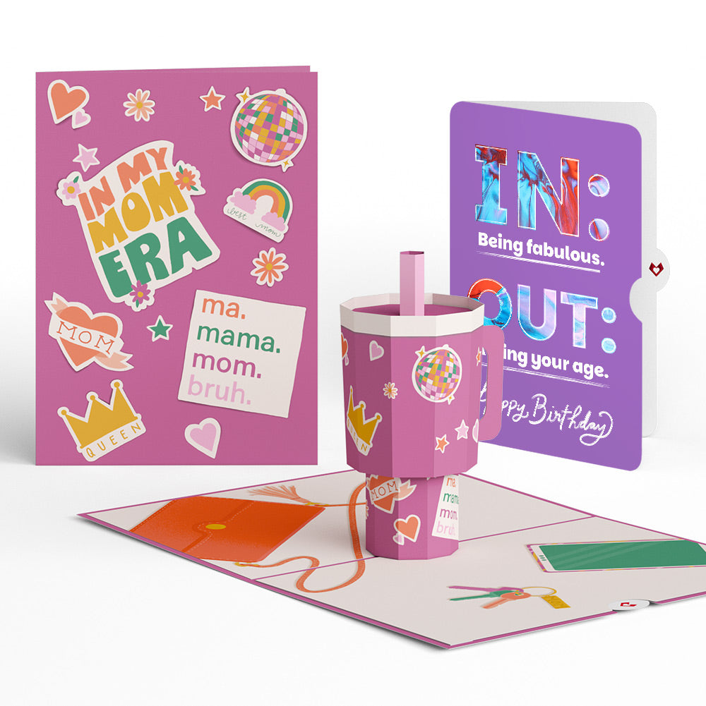 Mom Era Tumbler Birthday Pop-Up Card and IN & OUT Sentiment Set