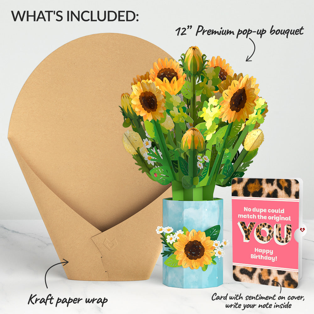 Sunflower Blooms Birthday Bouquet and The original YOU Sentiment Set