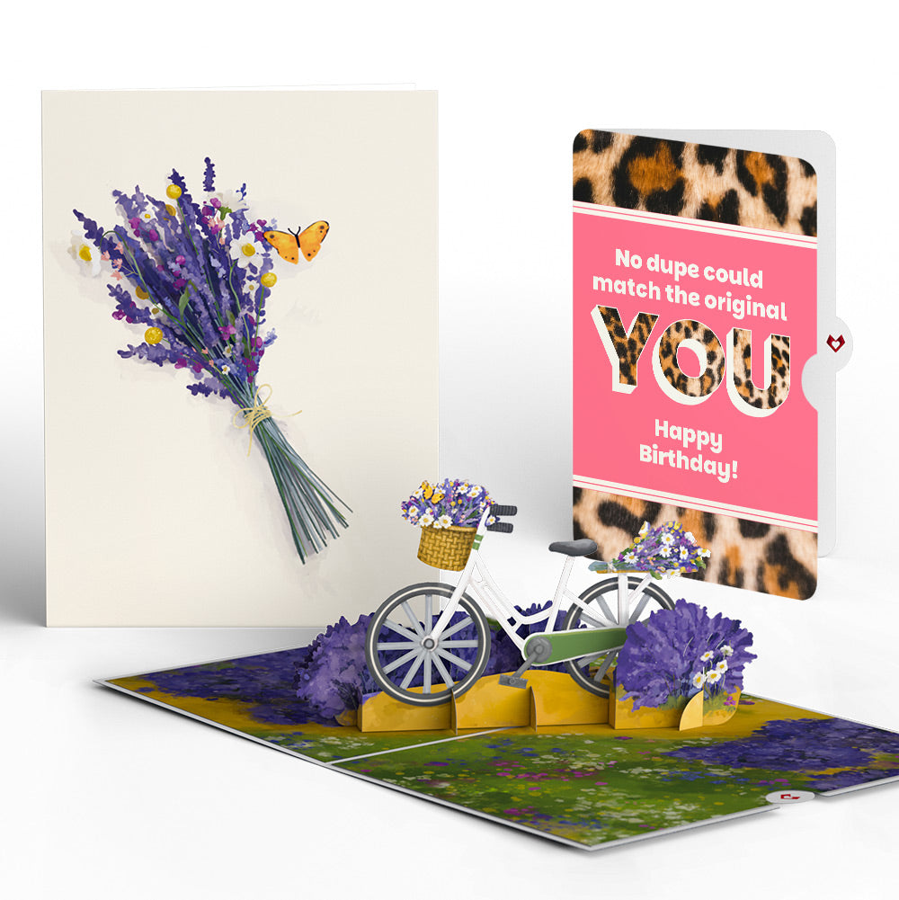 Lavender Bicycle Birthday Pop-Up Card and The original YOU Sentiment Set