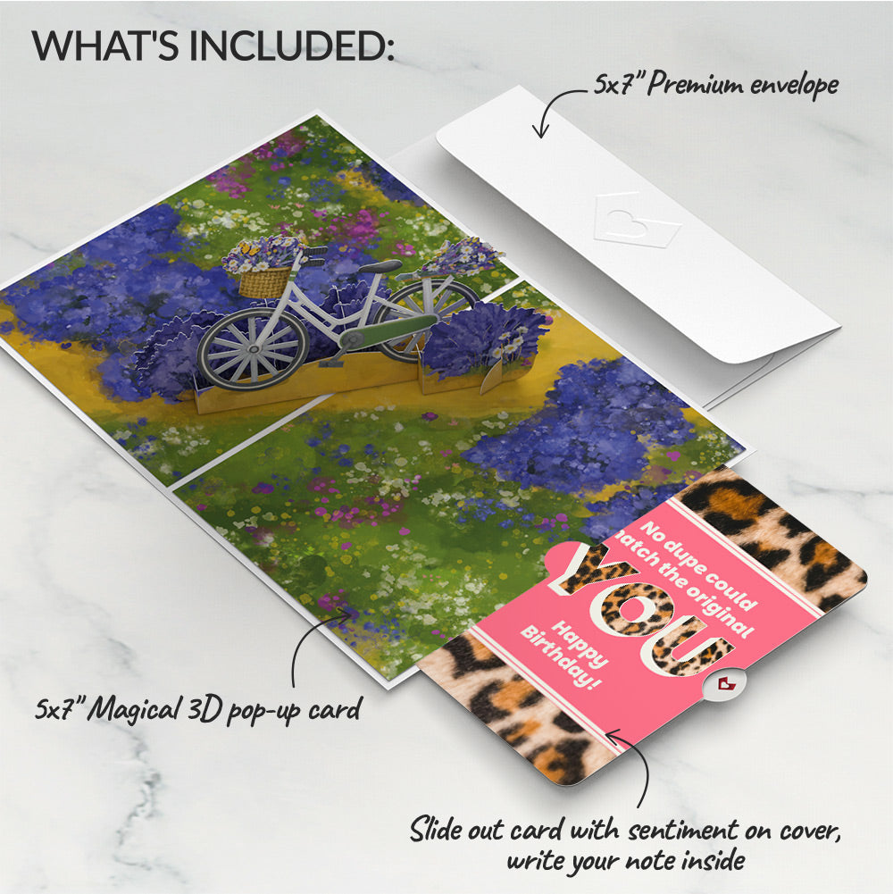 Lavender Bicycle Birthday Pop-Up Card and The original YOU Sentiment Set