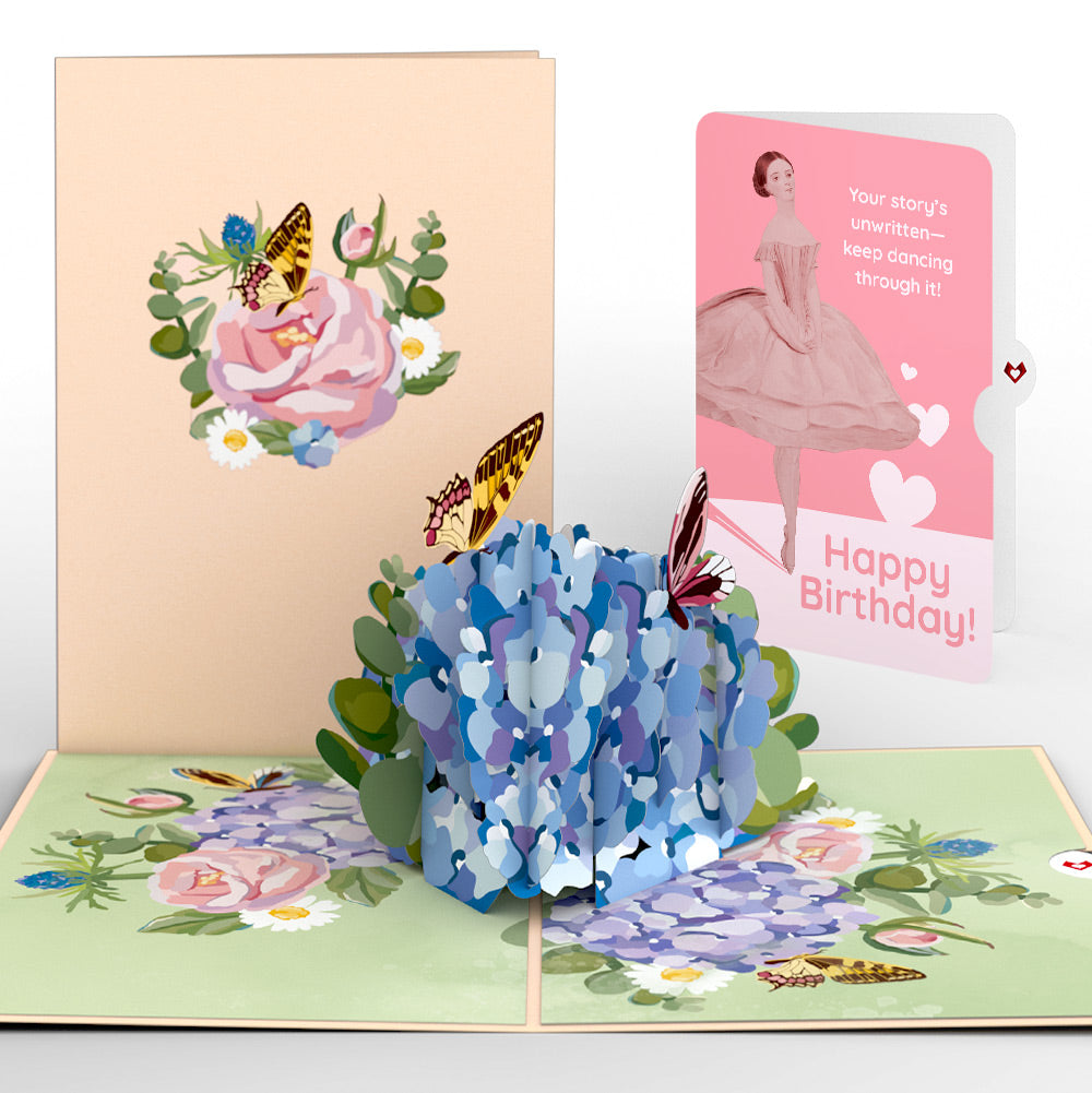 Hydrangea Butterflies Birthday Pop-Up Card and Dancing Through Life Sentiment Set
