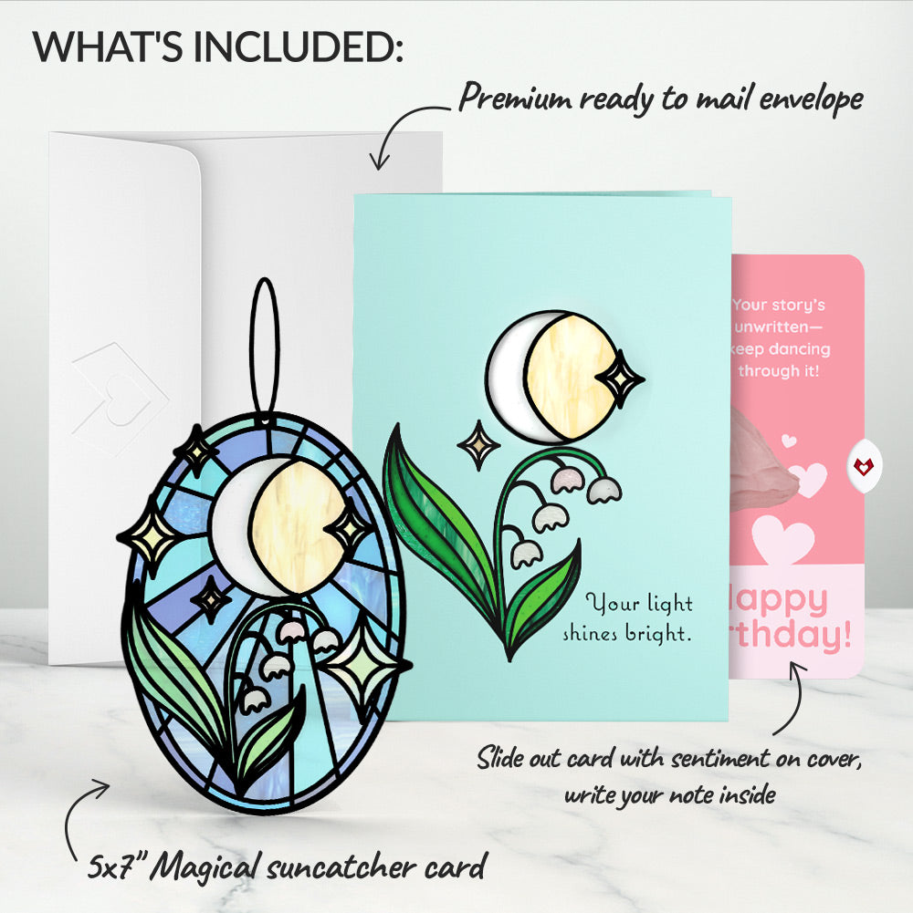 Shine Bright Twilight Bloom Birthday Suncatcher Card and Dancing Through Life Sentiment Set