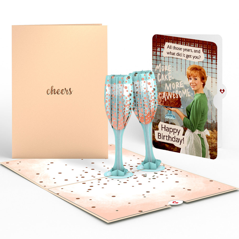 Champagne Toast Birthday Pop-Up Card and More Cake More Awesome Sentiment Set