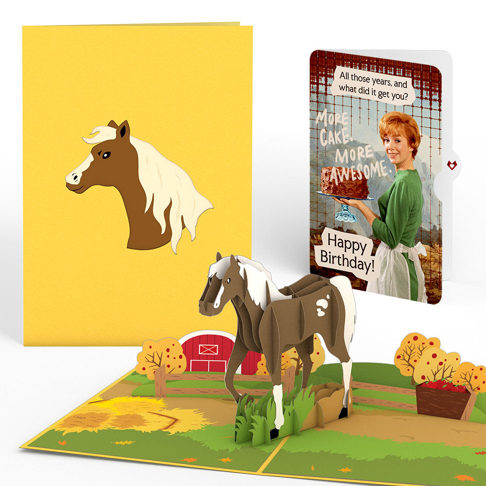 Horse Birthday Pop-Up Card and More Cake More Awesome Sentiment Set