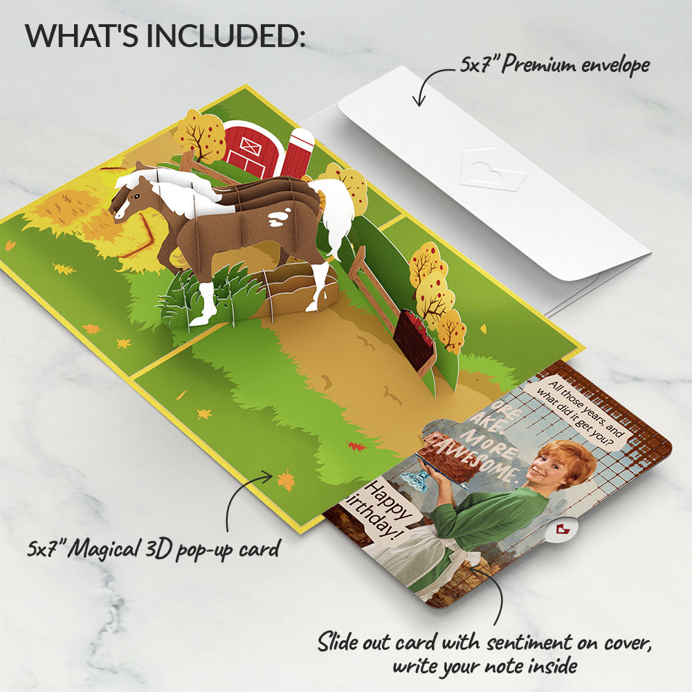 Horse Birthday Pop-Up Card and More Cake More Awesome Sentiment Set