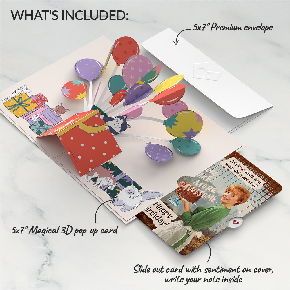 Curious Cats Birthday Pop-Up Card and More Cake More Awesome Sentiment Set