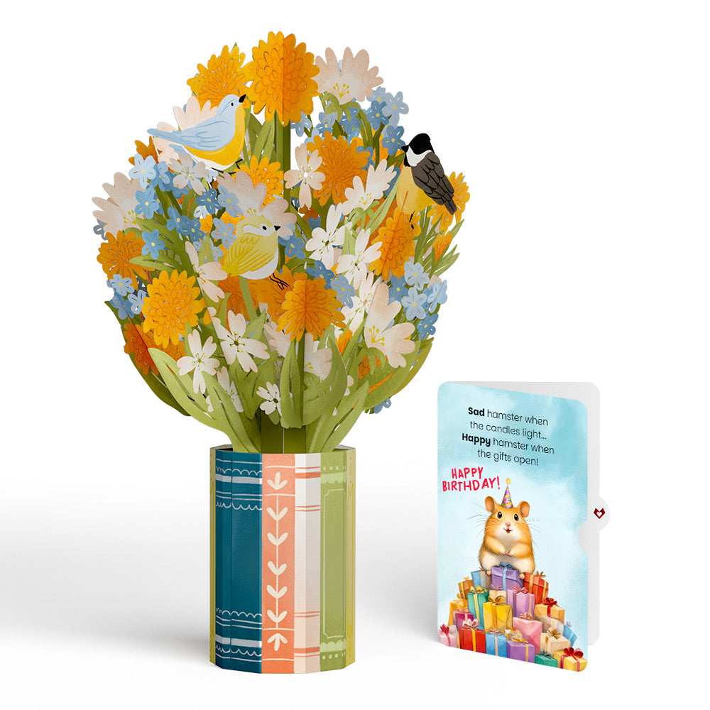 Spring Joy Birthday Bouquet and Happy Hamster Sentiment Set