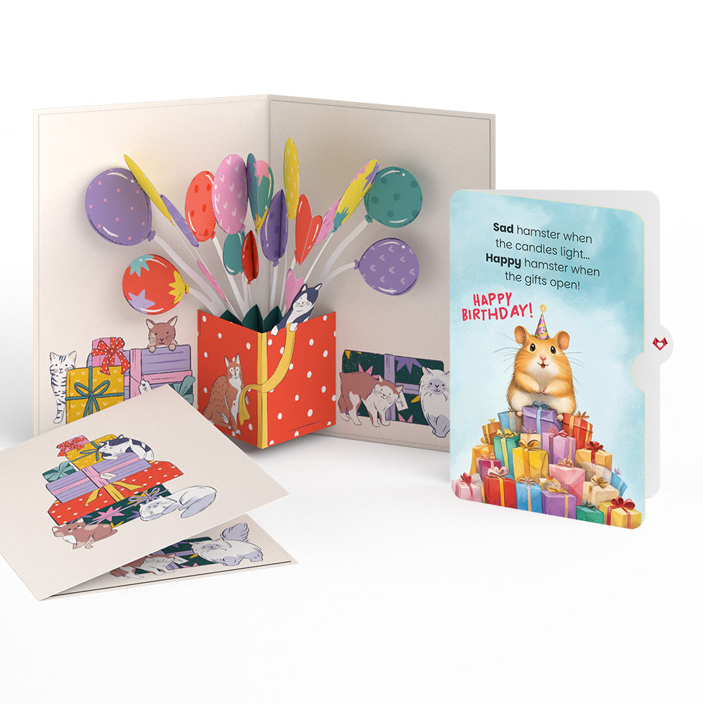 Curious Cats Birthday Pop-Up Card and Happy Hamster Sentiment Set