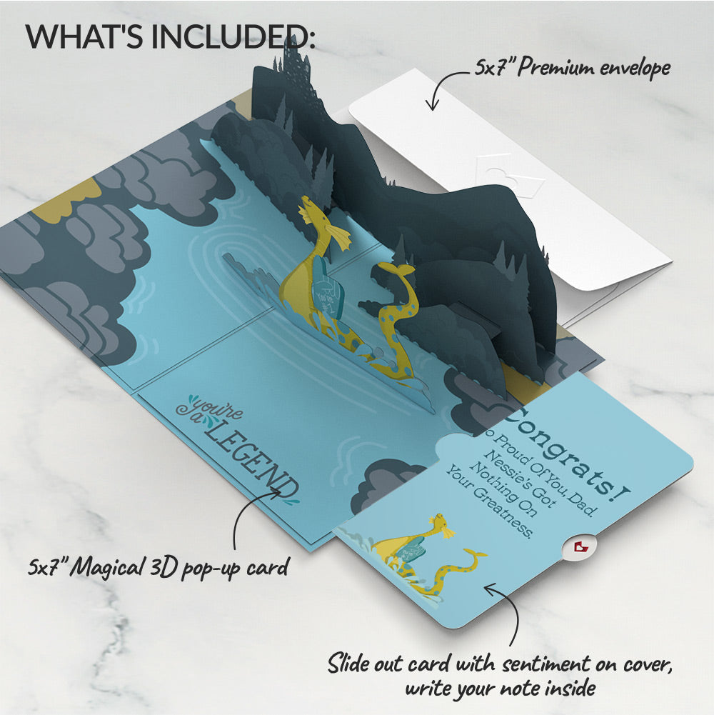 Dad You're a Legend Loch Ness Monster Congratulations Pop-Up Card and Sentiment Set