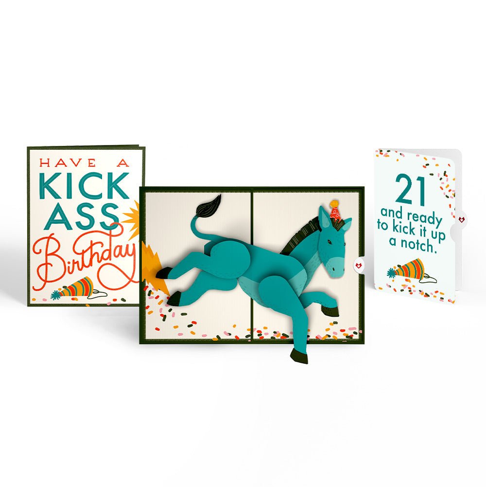 Kick Ass Birthday Pop-Up Card and 21st Kick It Up Sentiment Set