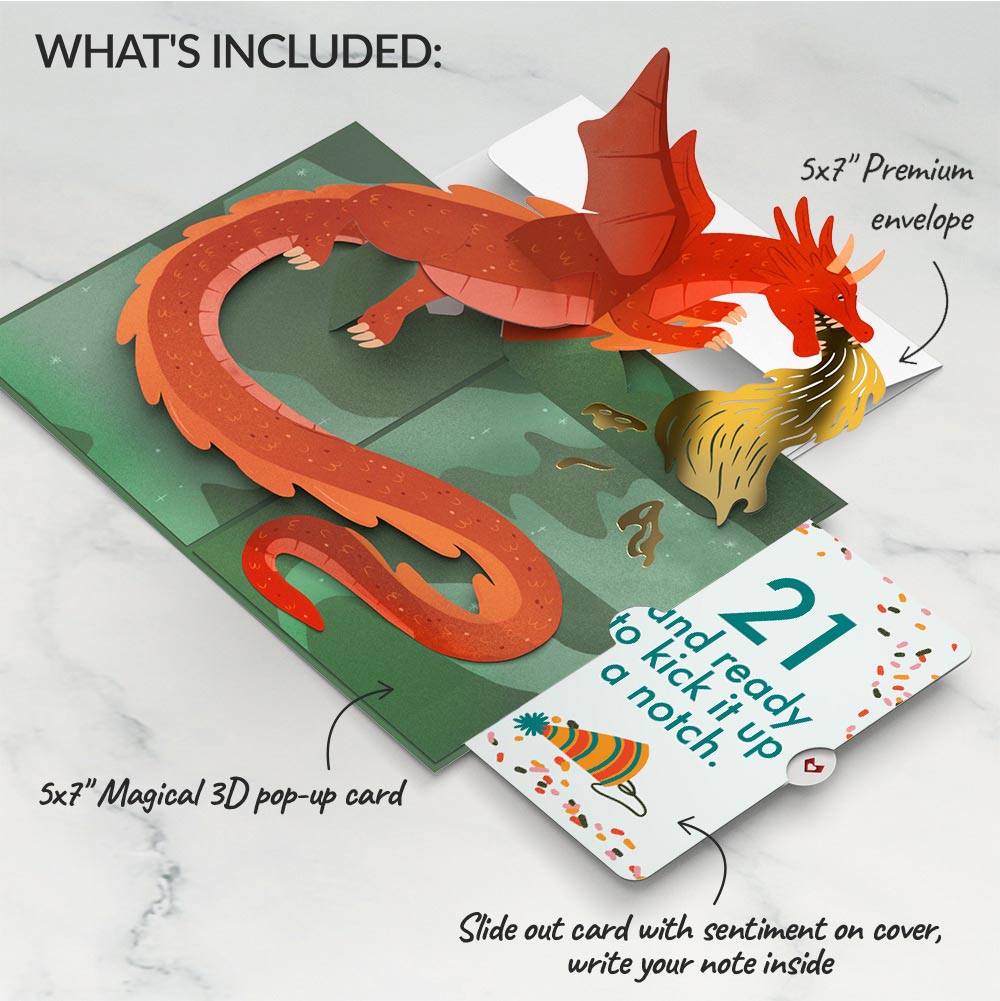 Fired Up for Your Birthday Dragon Pop-Up Card and 21st Kick It Up Sentiment Set