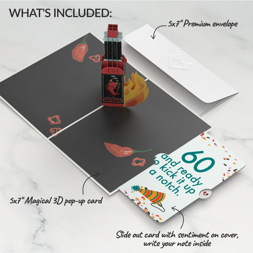 Happy Birthday Hot Stuff Pop-Up Card and 60th Kick It Up Sentiment Set