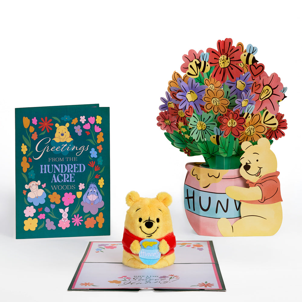 Disney’s Winnie the Pooh Plushpop Card & Flower Buds Bouquet Bundle
