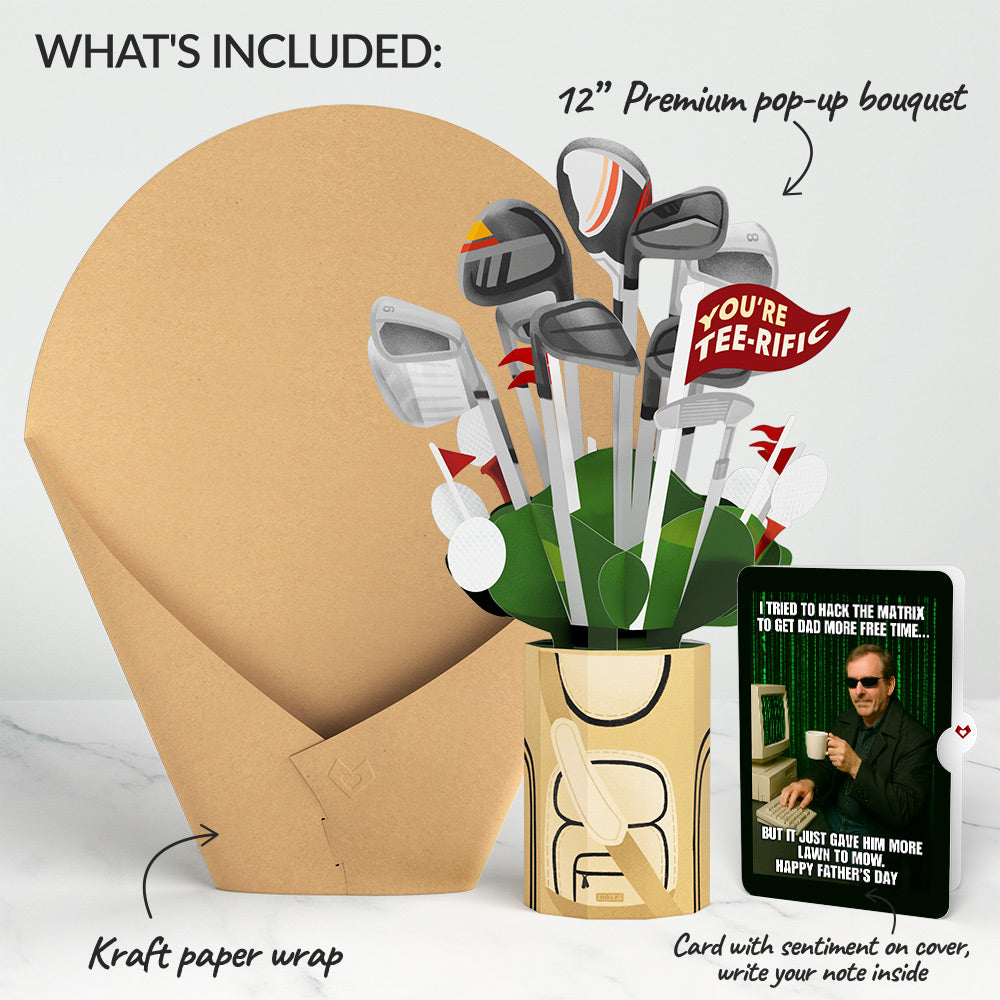 Tee-rific Golf Father's Day Bouquet and Matrix Hacker Sentiment Set
