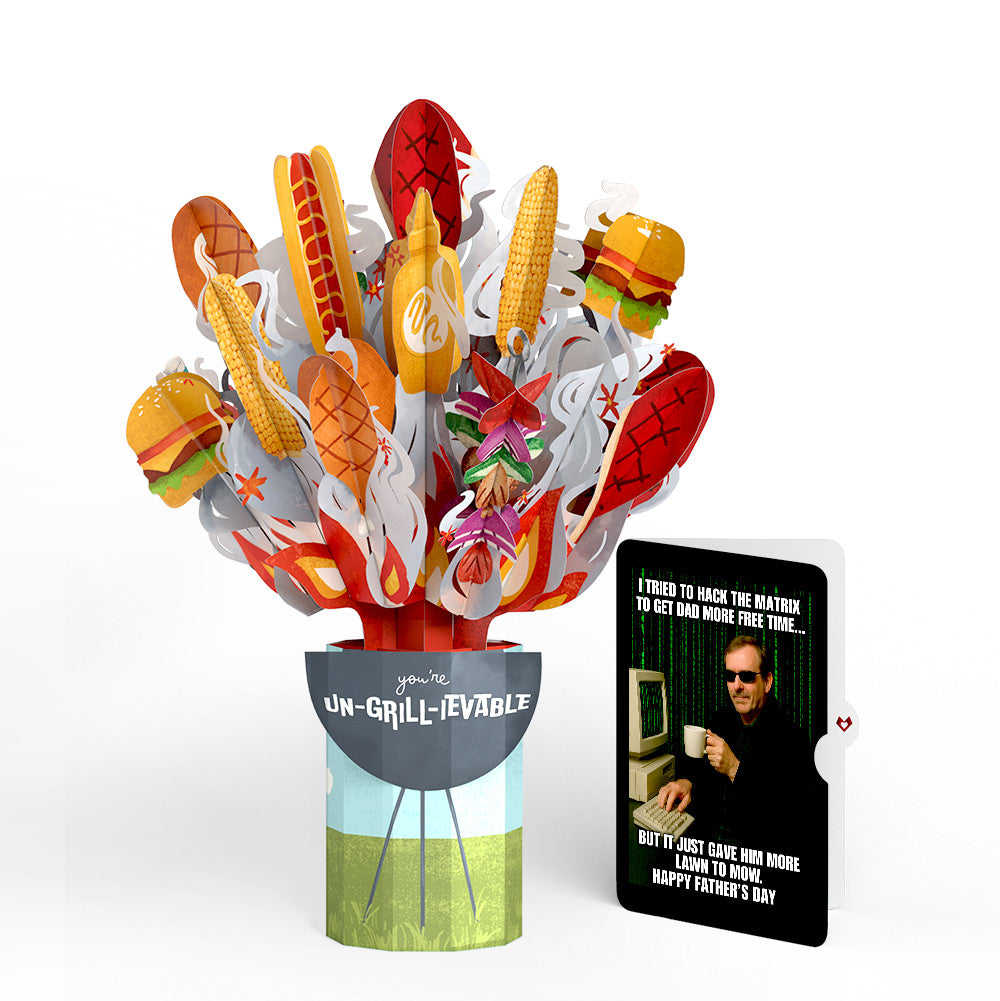 Grill Master Father's Day Bouquet and Matrix Hacker Sentiment Set