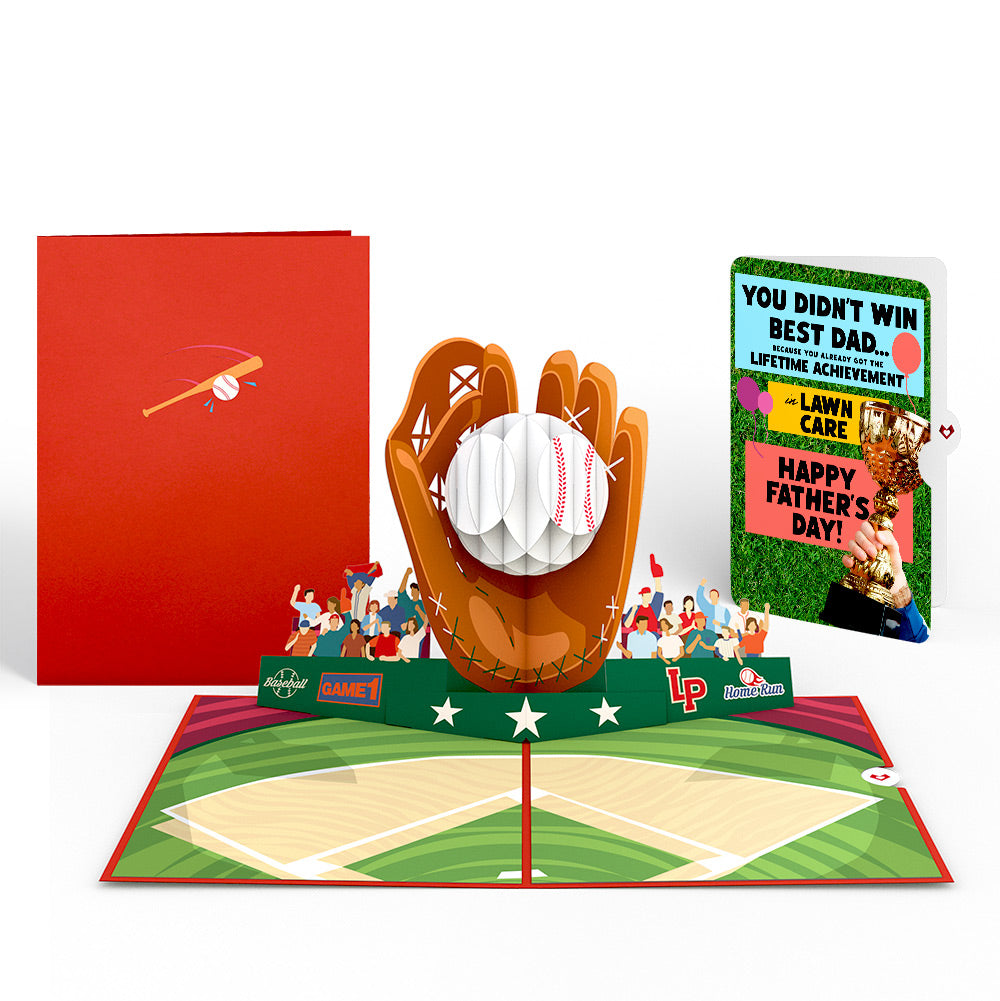 Home Run Father's Day Pop-Up Card and Trophy Lawn Care Sentiment Set