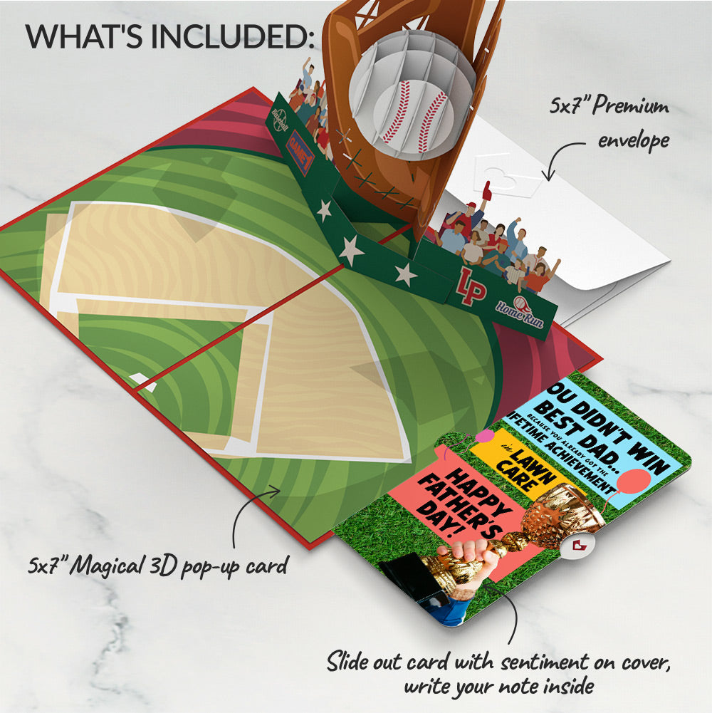 Home Run Father's Day Pop-Up Card and Trophy Lawn Care Sentiment Set