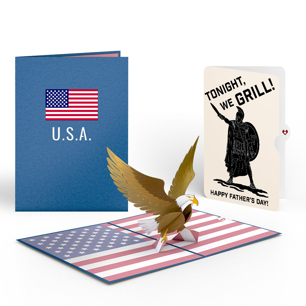 Patriotic Eagle Father's Day Pop-Up Card and Spartan Grilling Sentiment Set