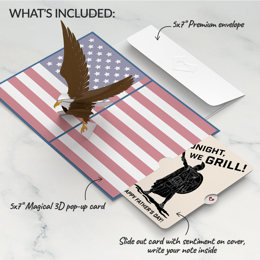Patriotic Eagle Father's Day Pop-Up Card and Spartan Grilling Sentiment Set