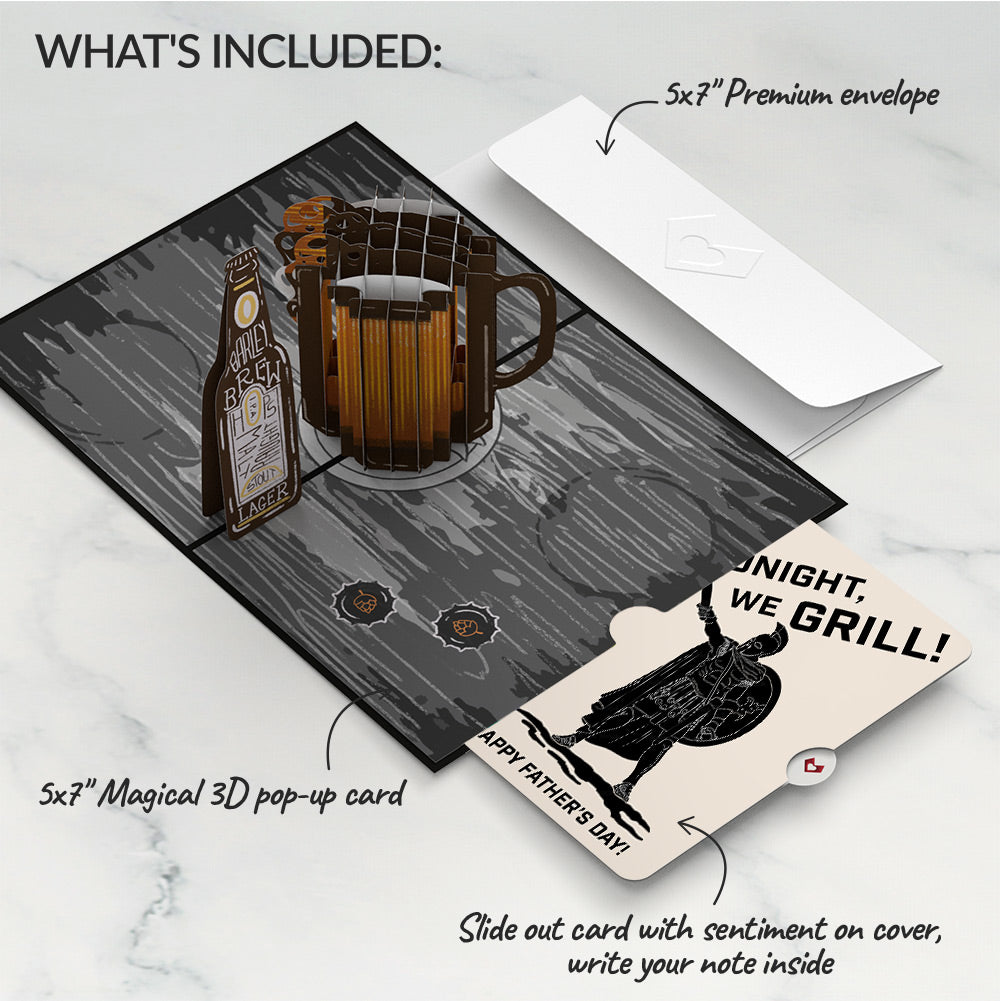 Beer Father's Day Pop-Up Card and Spartan Grilling Sentiment Set
