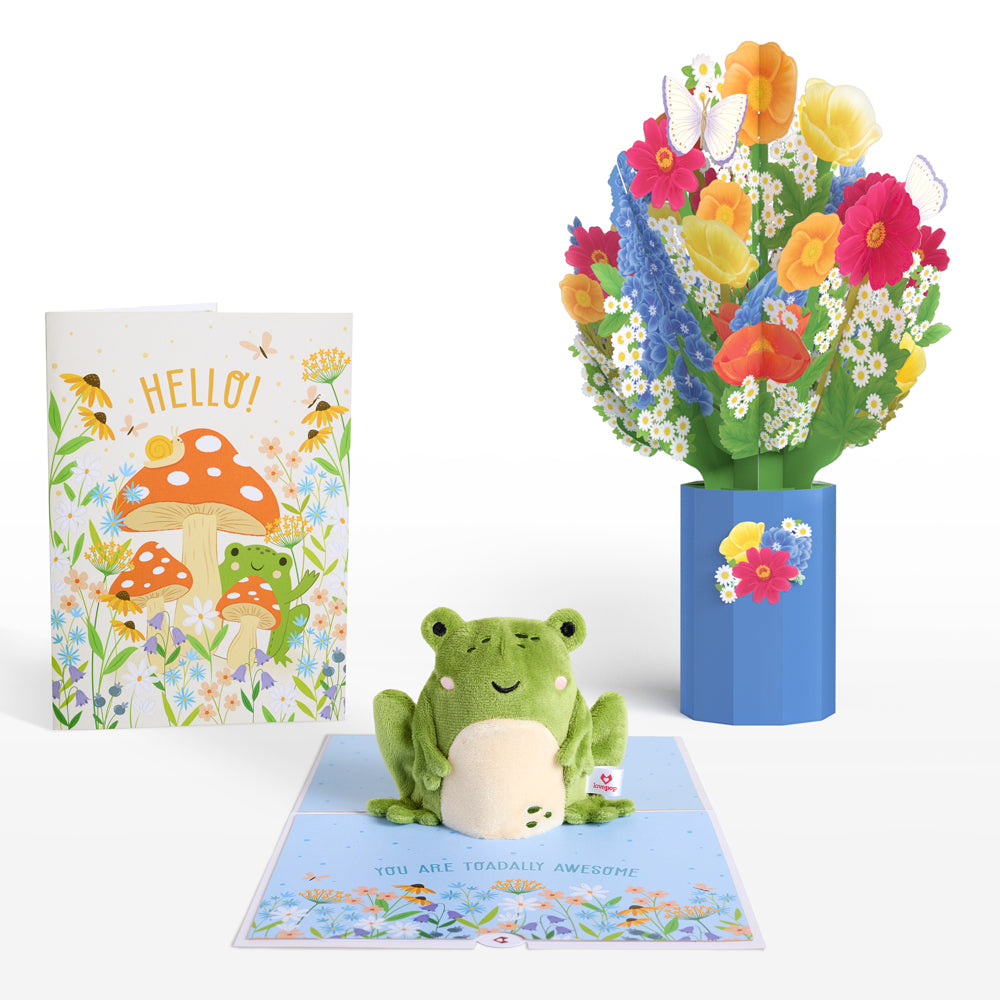 ‘Toadally Awesome’ Frog Plushpop Card and Bouquet Bundle