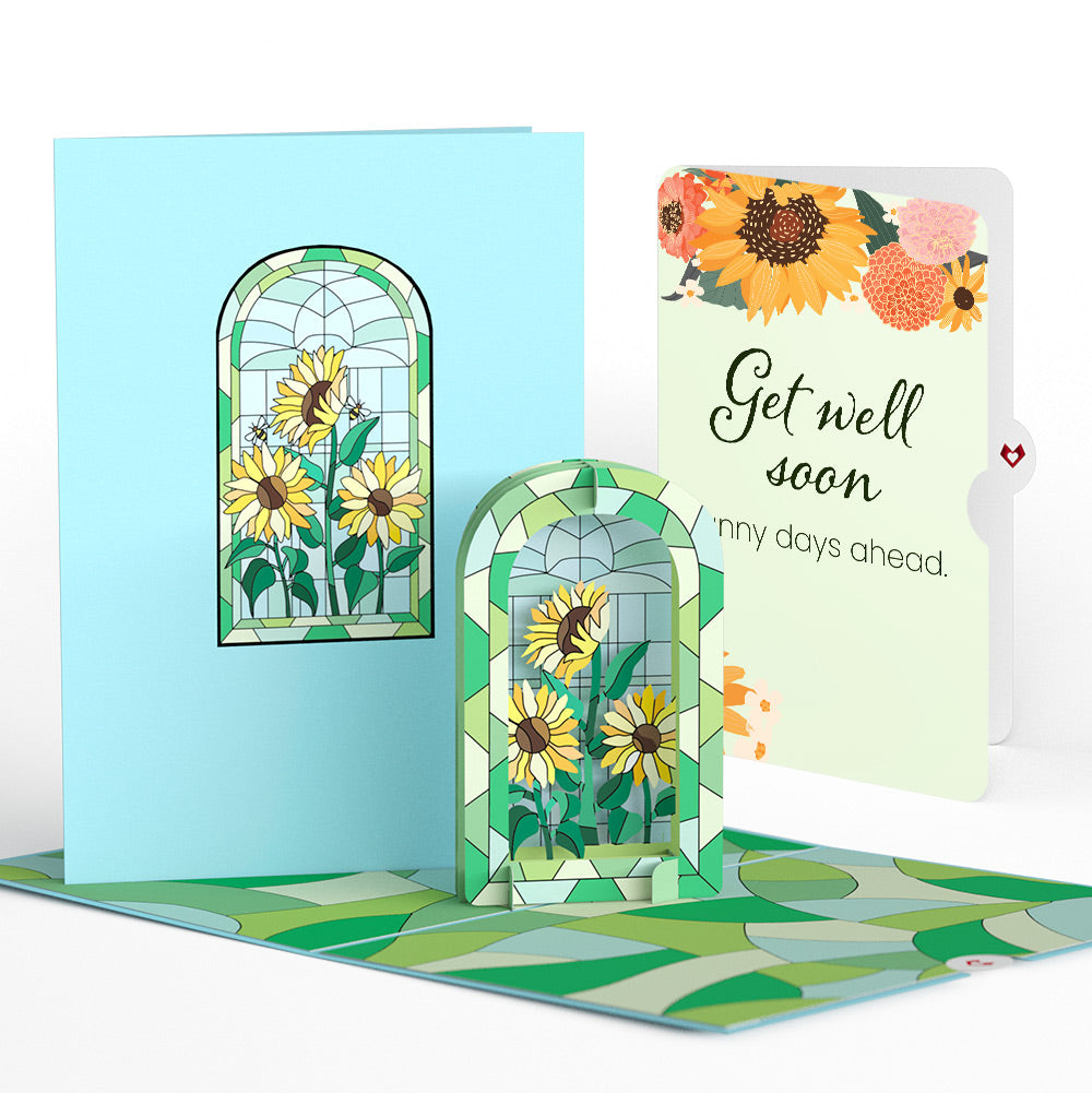 Stained Glass Sunflowers Get Well Soon Pop-Up Card and Sentiment Set