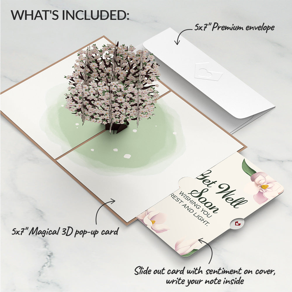 Pink Magnolia Tree Get Well Soon Pop-Up Card and Sentiment Set
