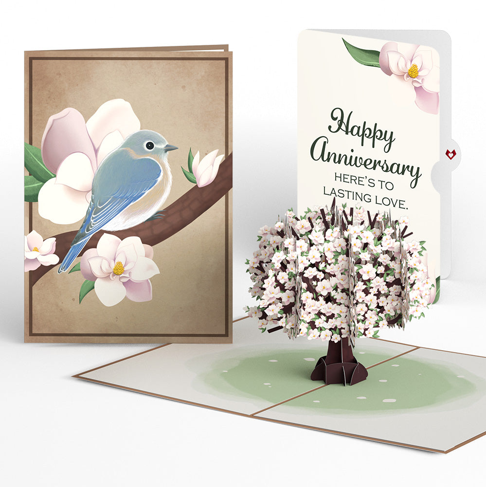 Pink Magnolia Tree Anniversary Pop-Up Card and Sentiment Set