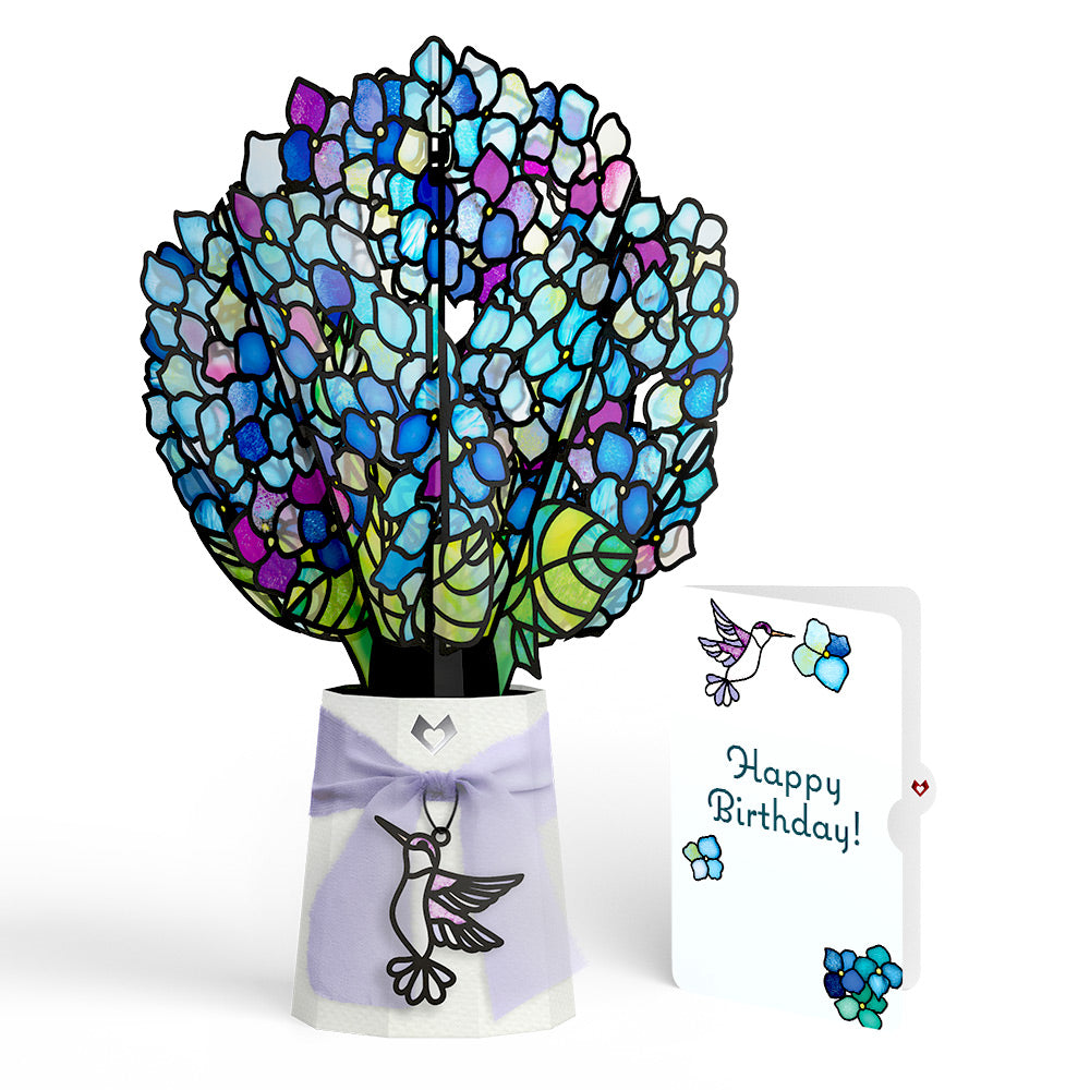 Sunlit Hydrangeas Birthday Suncatcher Bouquet and Sentiment Set