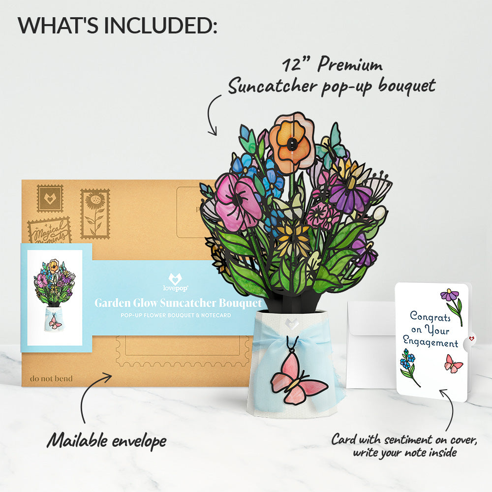 Garden Glow Engagement Suncatcher Bouquet and Sentiment Set