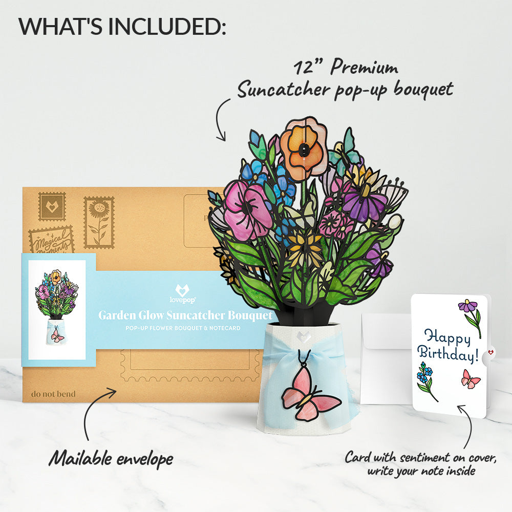 Garden Glow Birthday Suncatcher Bouquet and Sentiment Set