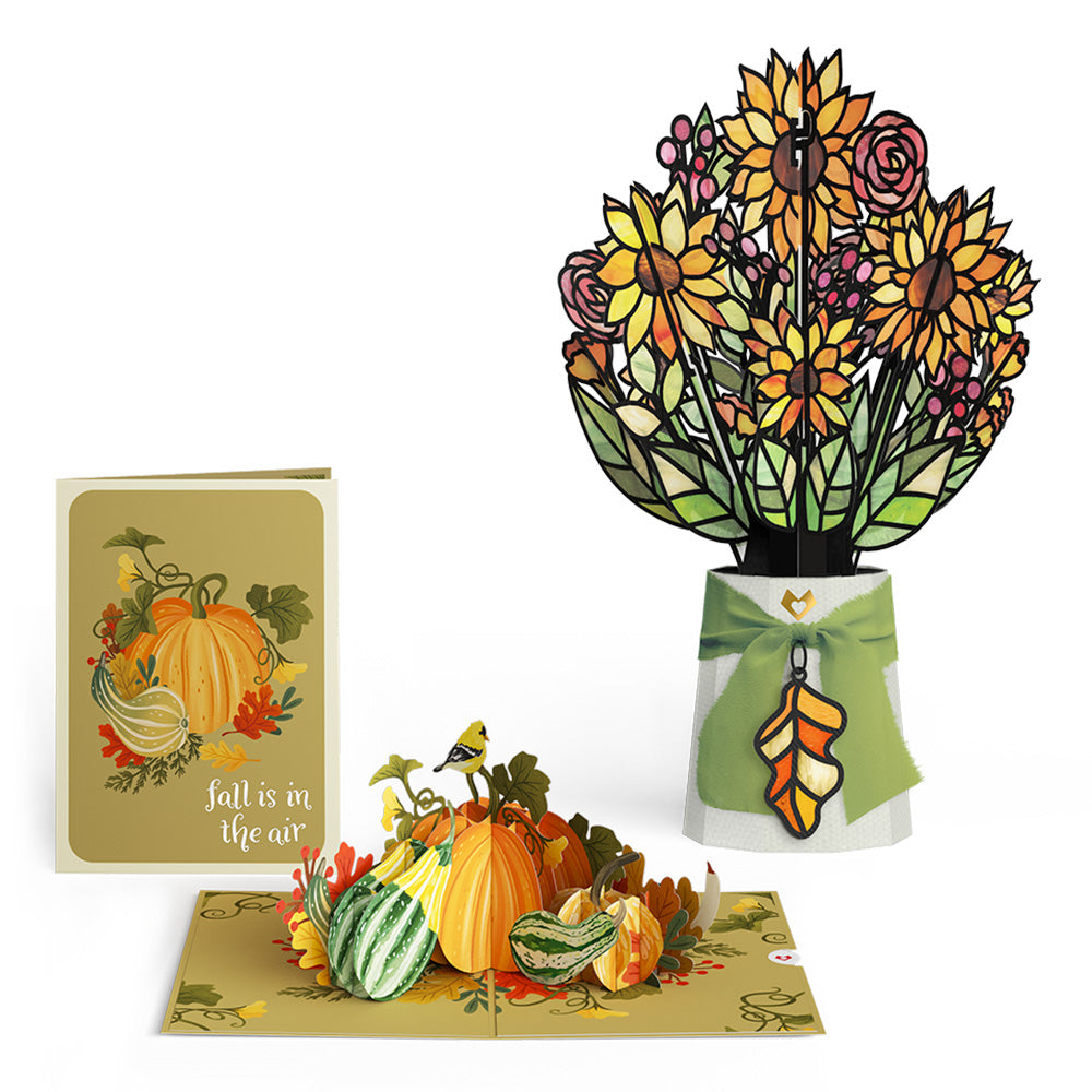 Fall Is in the Air Pop-Up Card & Suncatcher Bouquet Bundle