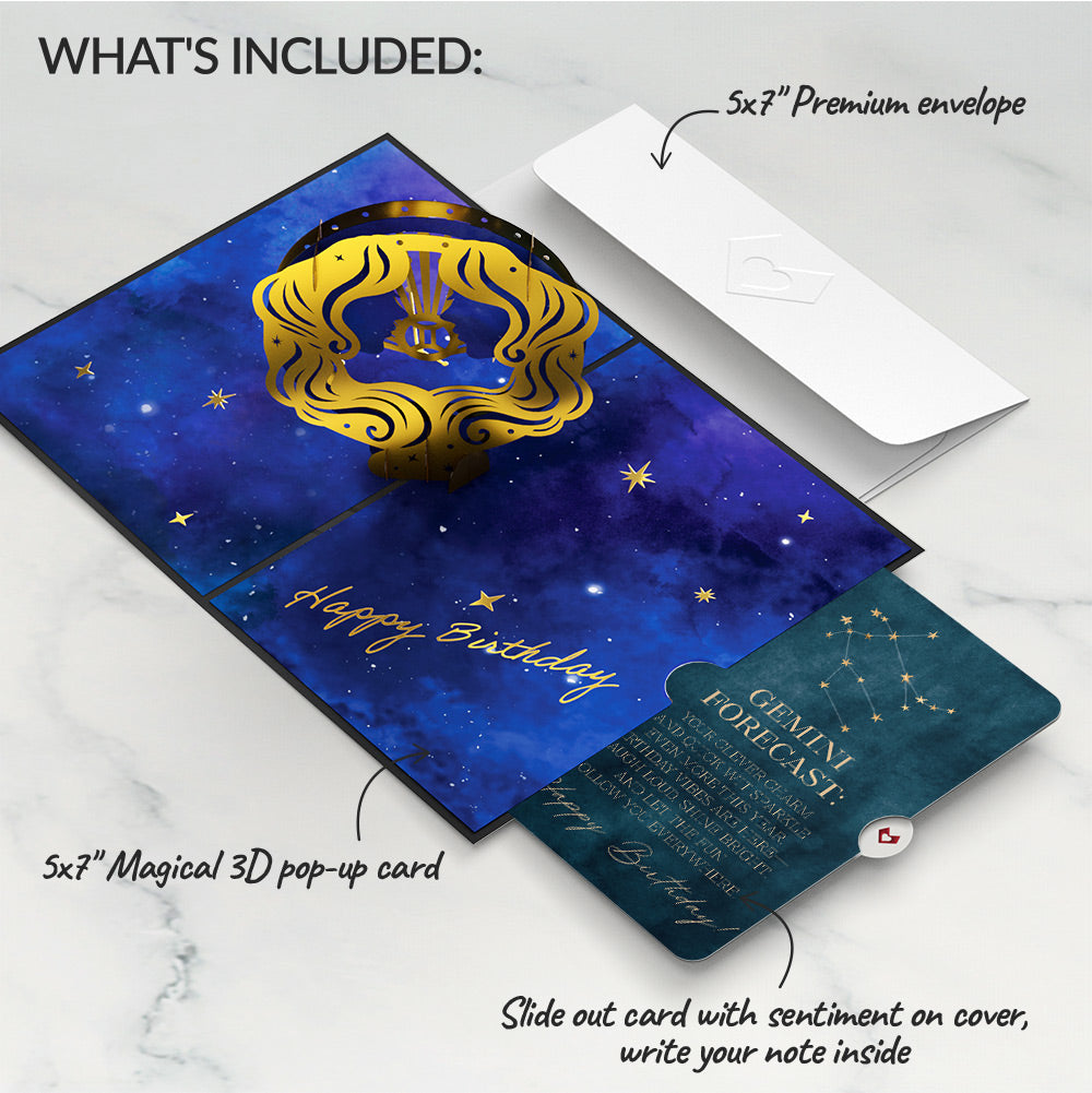 Gemini Zodiac Birthday Pop-Up Card and Sentiment Set