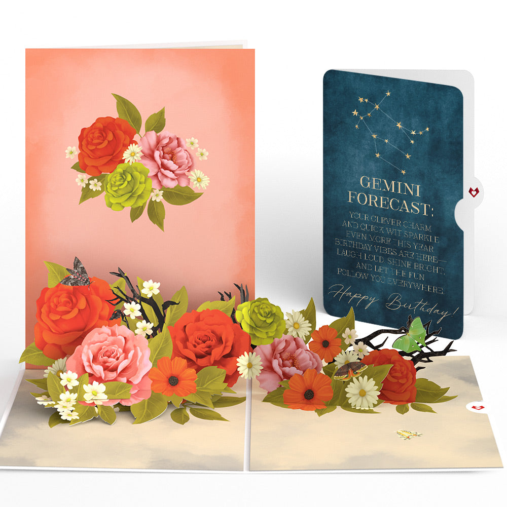 Midnight Florals Birthday Pop-Up Card and Gemini Zodiac Sentiment Set