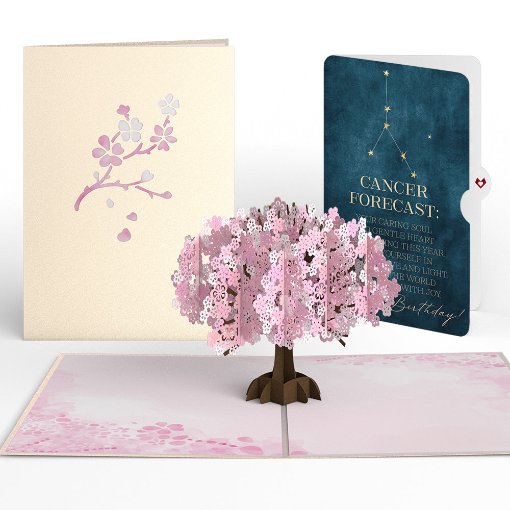 Cherry Blossom Birthday Pop-Up Card and Cancer Zodiac Sentiment Set