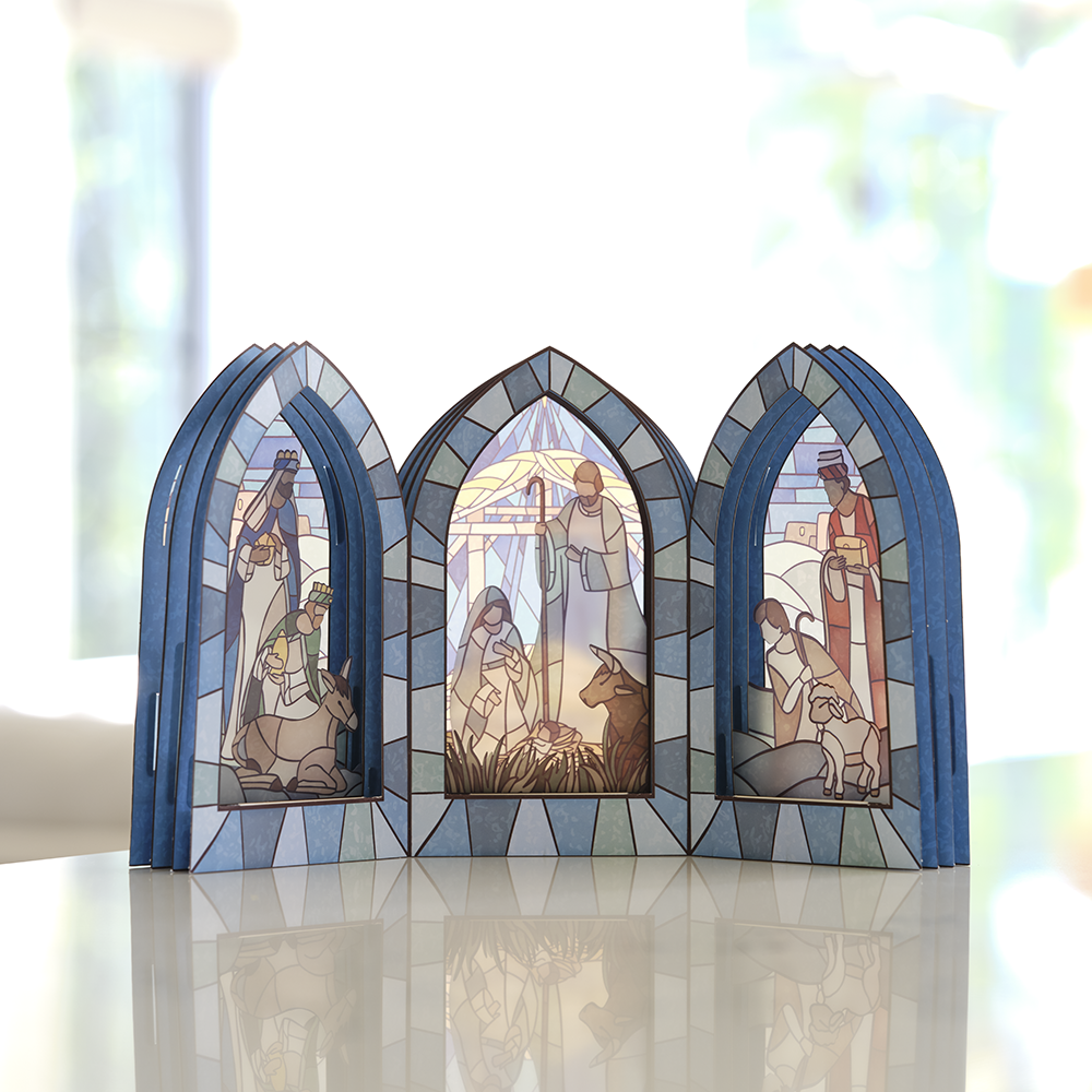 Stained Glass Nativity Windows Giant Pop-Up Gift