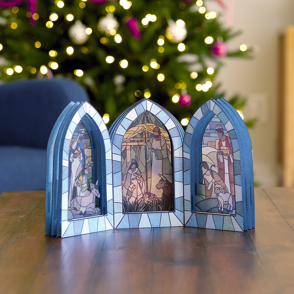 Stained Glass Nativity Windows Giant Pop-Up Gift