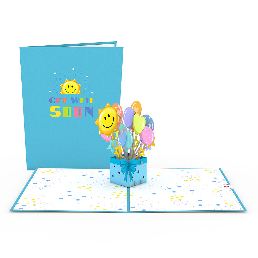 Get Well Soon Balloons Pop-Up Card