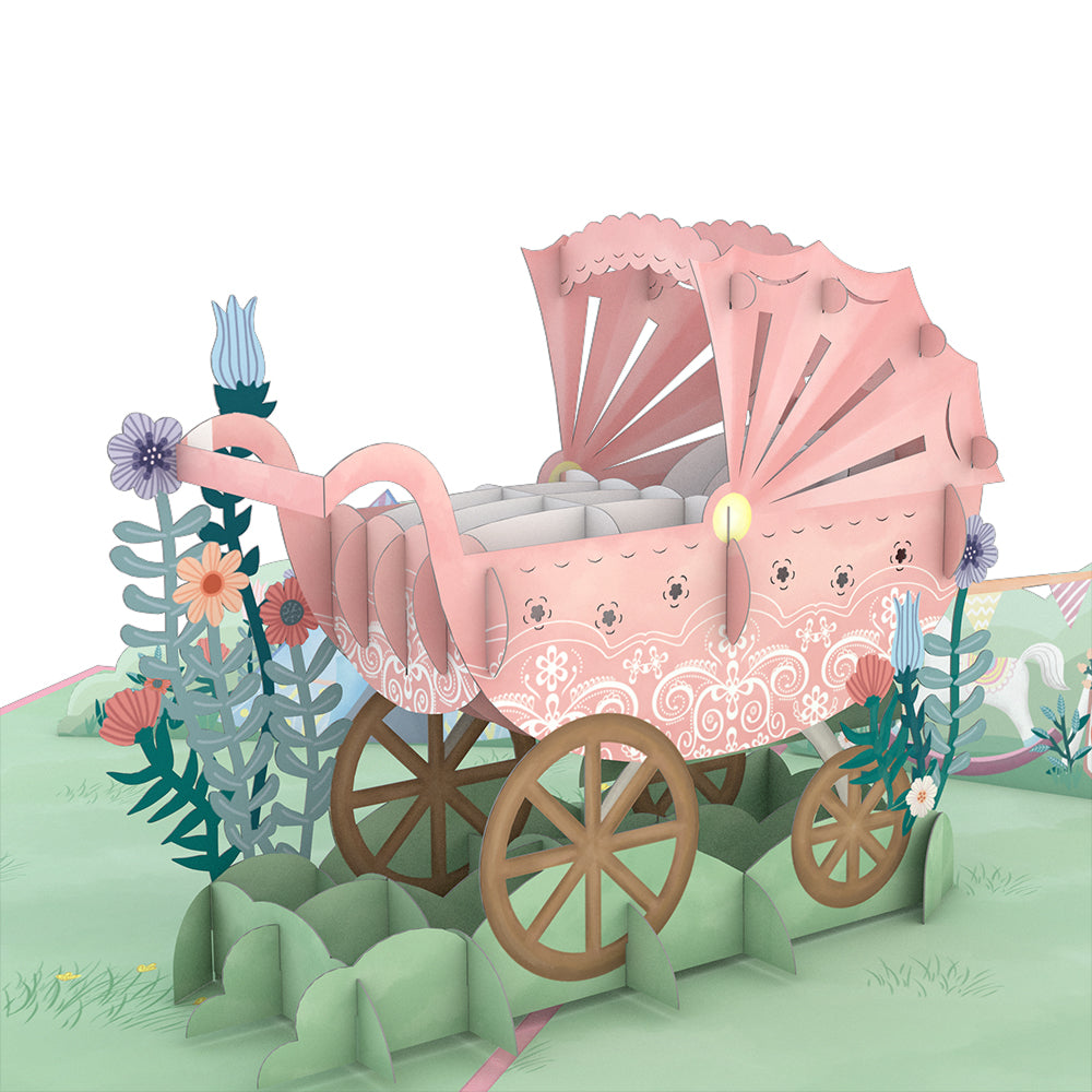 Pink Baby Carriage Pop-Up Card