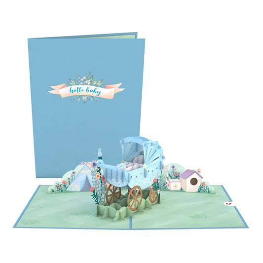 Blue Baby Carriage Pop-Up Card