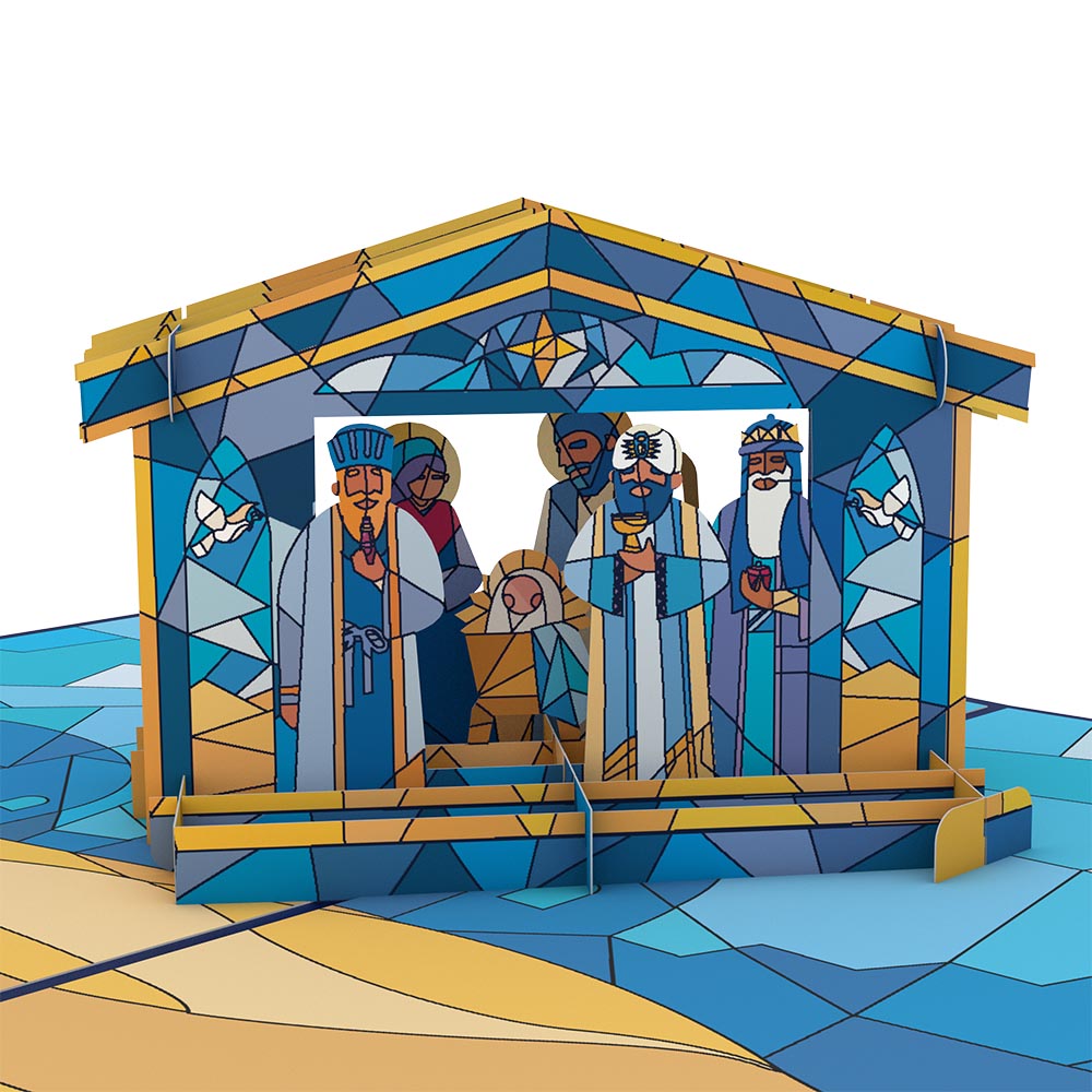 Stained Glass Nativity Pop-Up Card