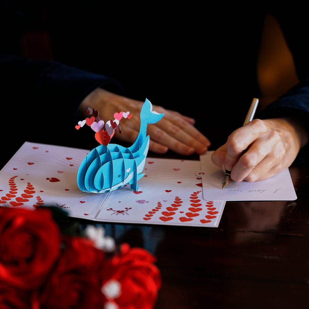 Whale You Be My Valentine Pop-Up Card