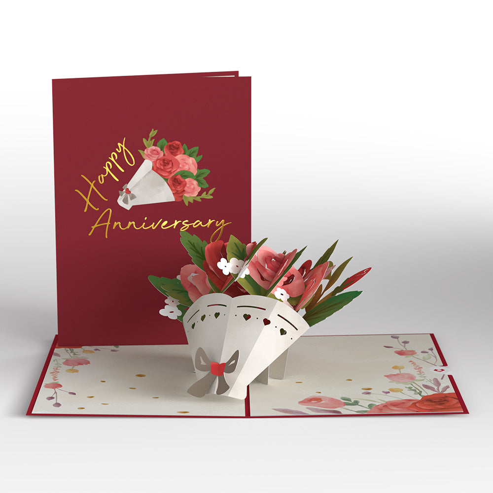 Anniversary Roses Bouquet Pop-Up Card